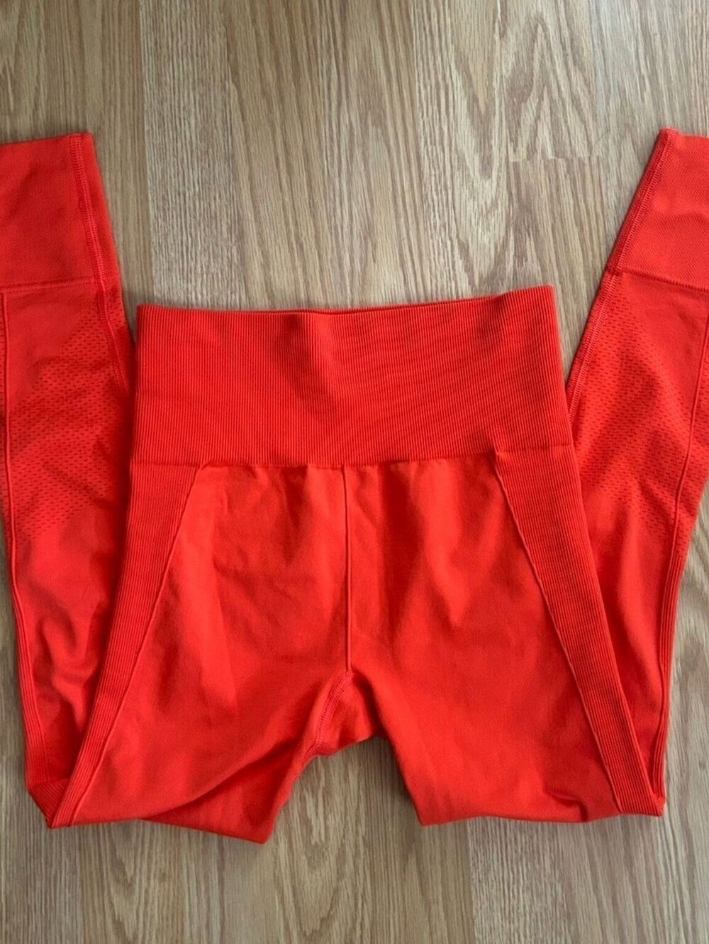 Halfdays Seamless Leggings Orange Red Size Small Athletic Ski Base Layer
